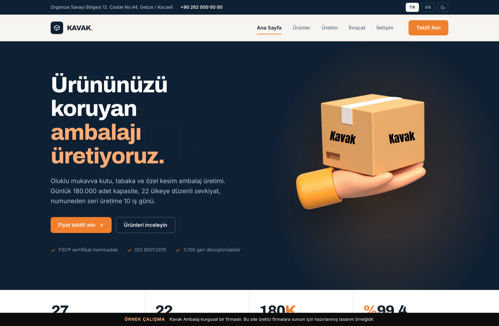 Üretici firma sitesi örneği