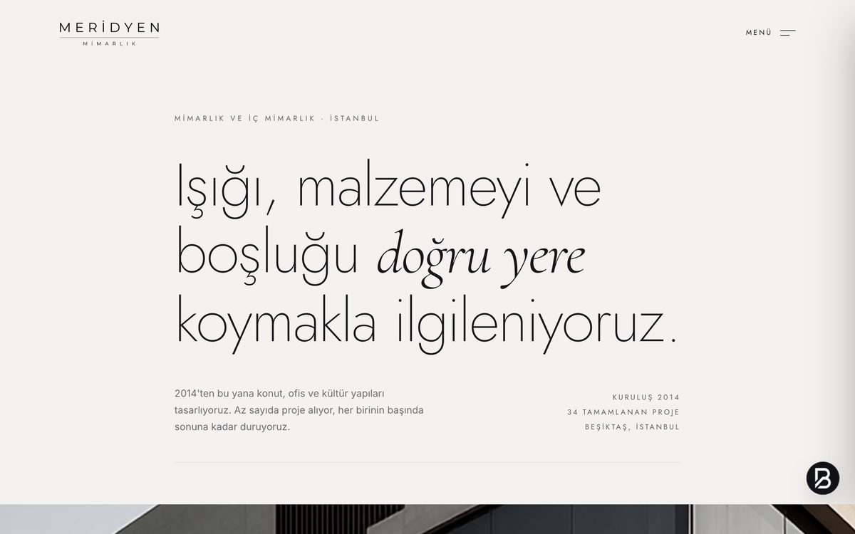 Meridyen Mimarlık sitesi